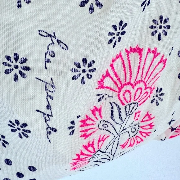 Free People Cream Black Pink Beach Tote Hobo Bag - Picture 3 of 10